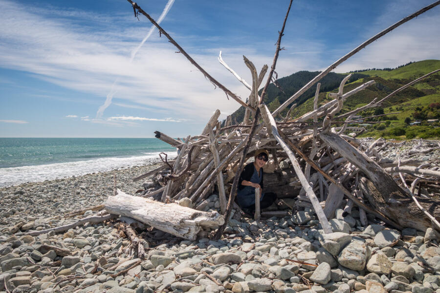 Boulder Bank Driftwood Teepee